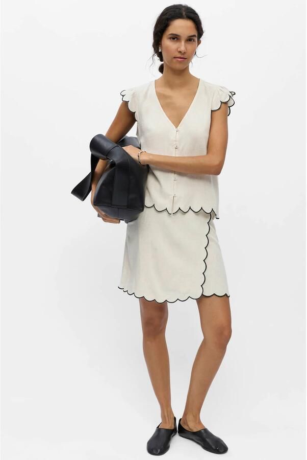 OBJECT Dames Tops & T-shirts Objsanne S l Lo V-neck Top Ecru - Foto 6