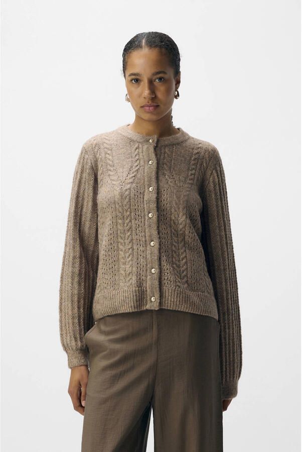 OBJECT Dames Truien & Vesten Objflora Re Ls Knit Button Cardigan Noos Taupe - Foto 5