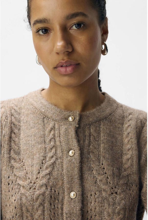 OBJECT Dames Truien & Vesten Objflora Re Ls Knit Button Cardigan Noos Taupe - Foto 6
