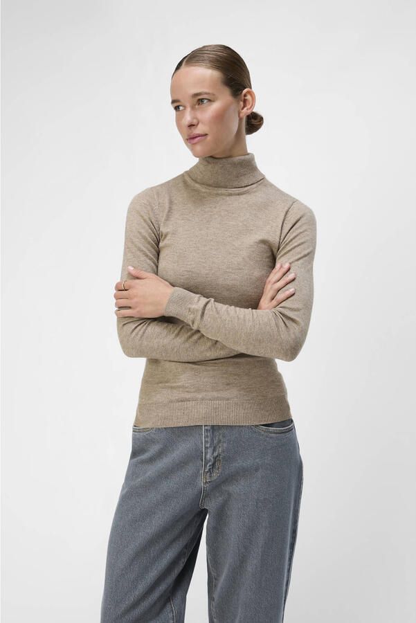 OBJECT Dames Truien & Vesten Objthess L s Rollneck Knit Pullover Taupe - Foto 5