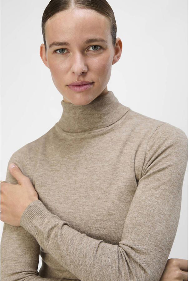 OBJECT Dames Truien & Vesten Objthess L s Rollneck Knit Pullover Taupe - Foto 6