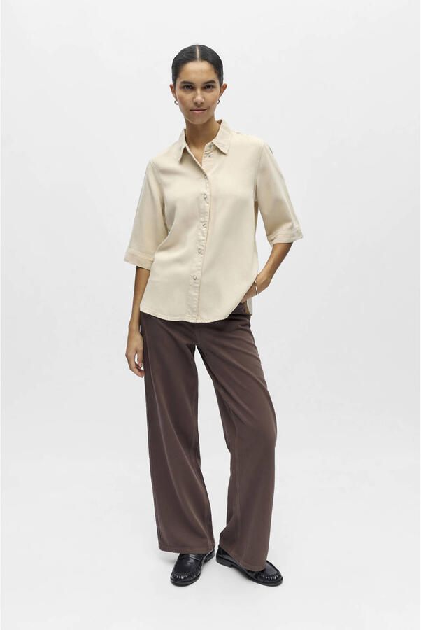 OBJECT Dames Blouses Objframe 2 4 Re Denim Top Beige - Foto 6