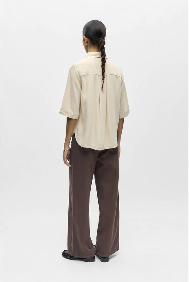 OBJECT Dames Blouses Objframe 2 4 Re Denim Top Beige - Foto 7