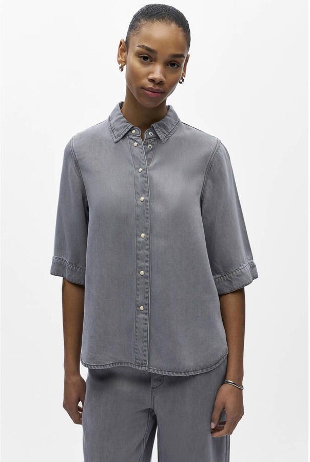 OBJECT Dames Blouses Objframe 2 4 Re Denim Top Grijs - Foto 5