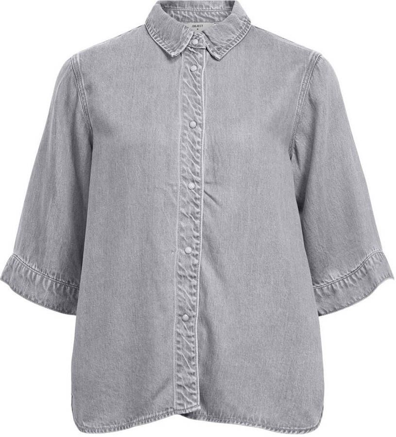 OBJECT Dames Blouses Objframe 2 4 Re Denim Top Grijs - Foto 6
