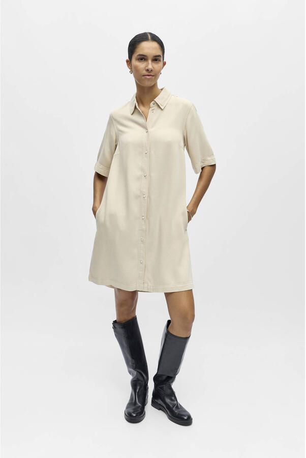OBJECT denim blousejurk ecru - Foto 3