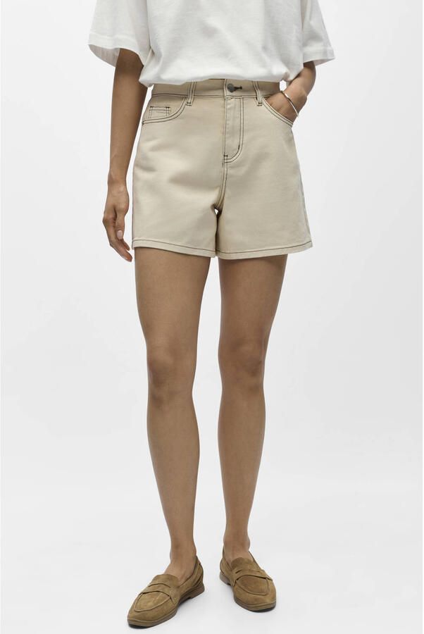 OBJECT denim regular high waist short zand - Foto 5