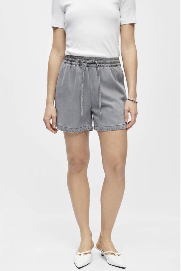 OBJECT denim straight regular waist short grey denim - Foto 5