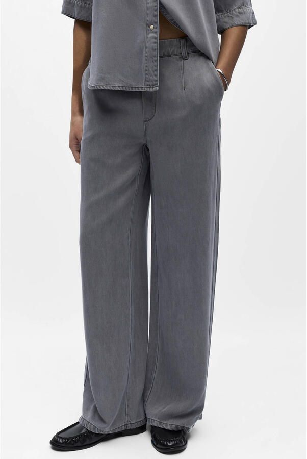 OBJECT Dames Jeans Objframe Lisa Wide Mw Pants Grijs - Foto 5