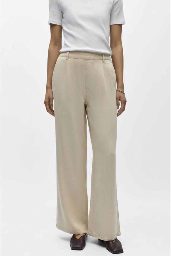 OBJECT Dames Jeans Objframe Lisa Wide Mw Pants Beige - Foto 5