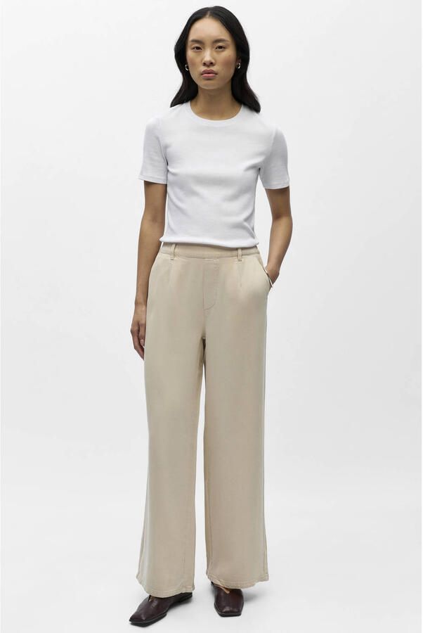 OBJECT Dames Jeans Objframe Lisa Wide Mw Pants Beige - Foto 6
