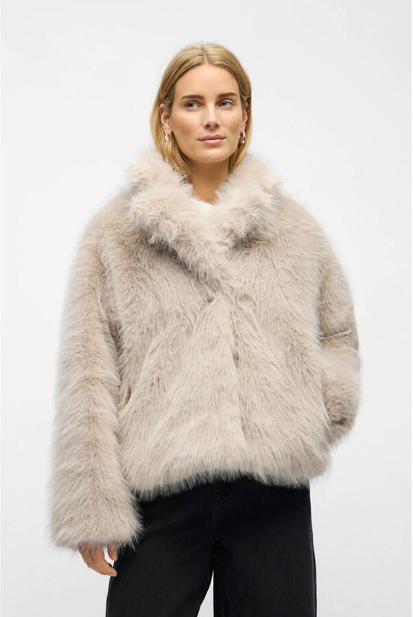 OBJECT Dames Jassen Objisadora L s Lo Hairy Coat Beige - Foto 5