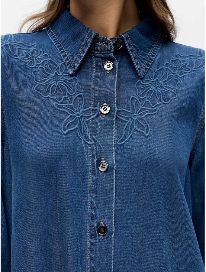 OBJECT gebloemde blouse medium blue denim - Foto 2