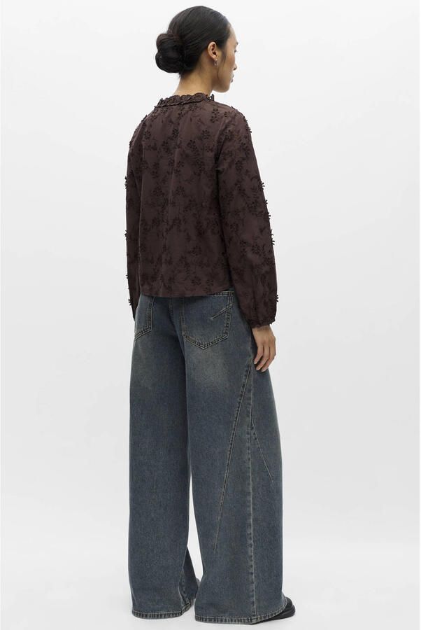 OBJECT gebloemde blouse met borduursels bruin - Foto 2