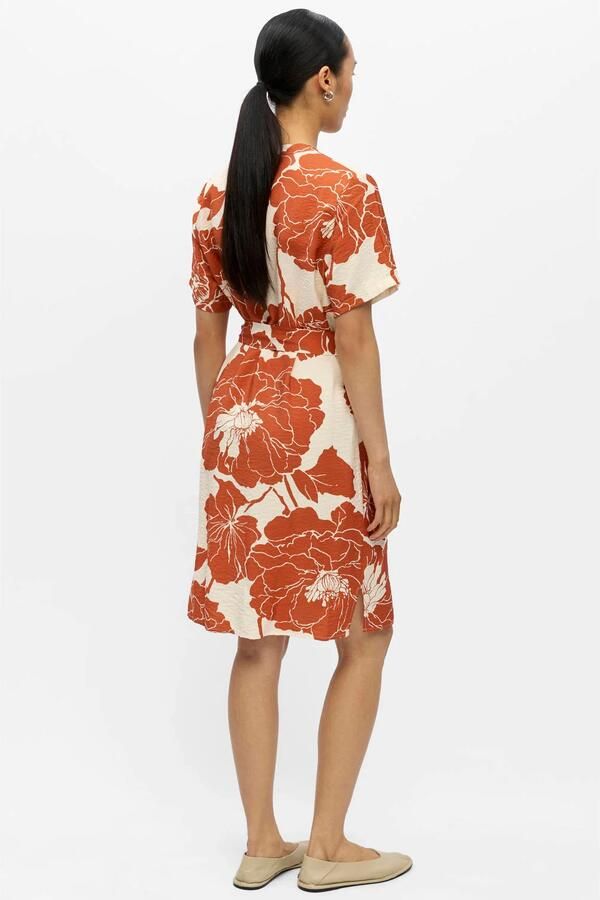 OBJECT gebloemde blousejurk met ceintuur oranje - Foto 2
