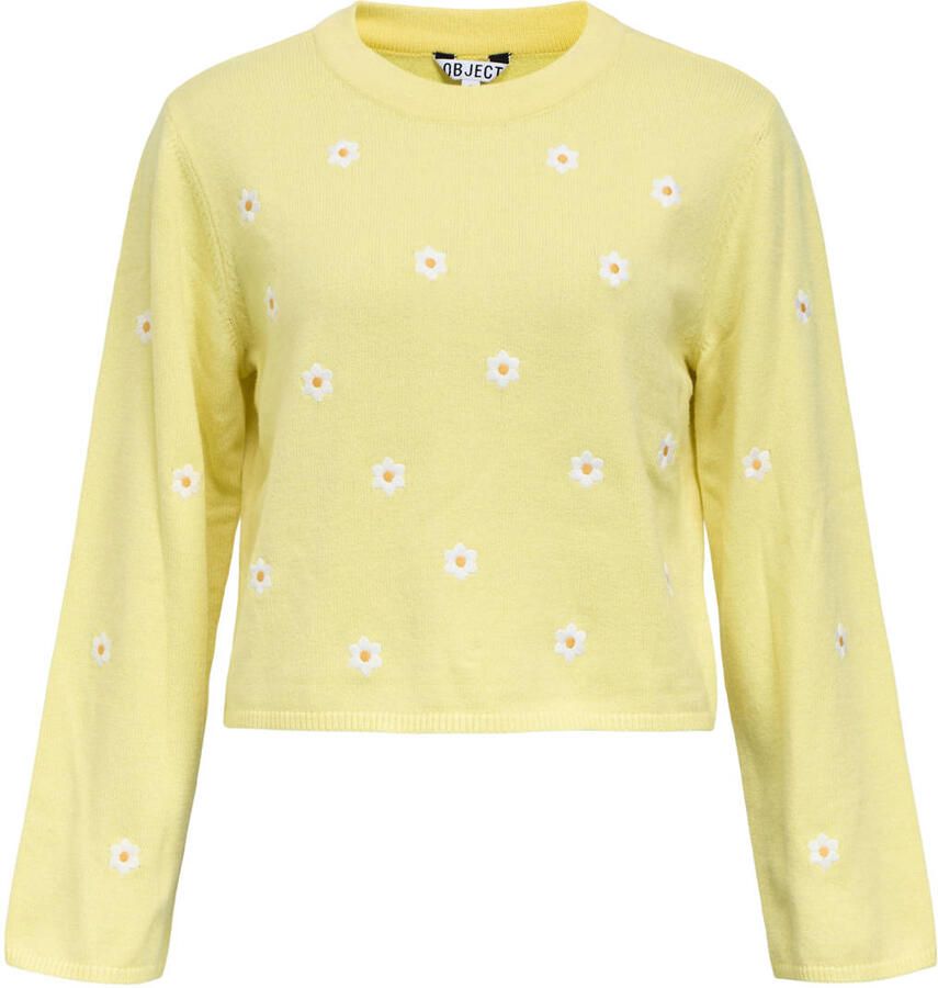 OBJECT gebloemde pullover geel gebreid