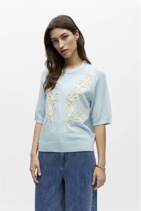 OBJECT Dames Truien & Vesten Objlaney Rubin Ss Pullover Lichtblauw - Foto 5