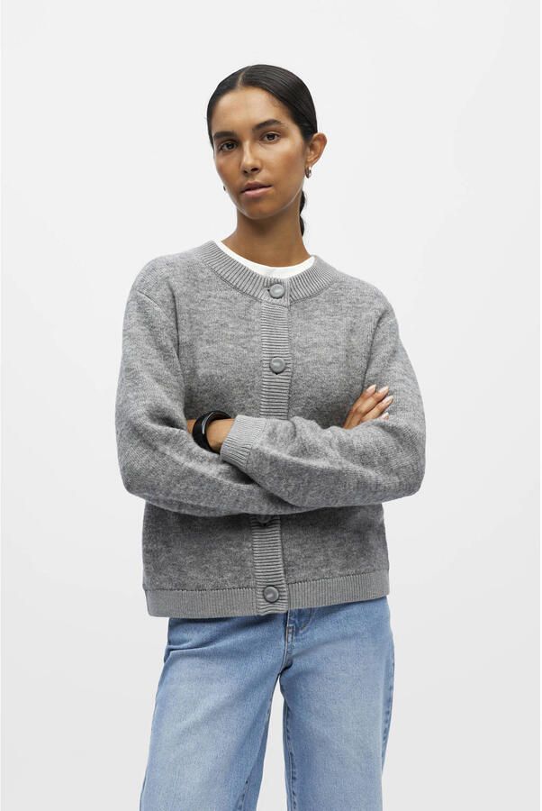 OBJECT Dames Truien & Vesten Objmerle Ls Lo Knit Bomber Grijs - Foto 6