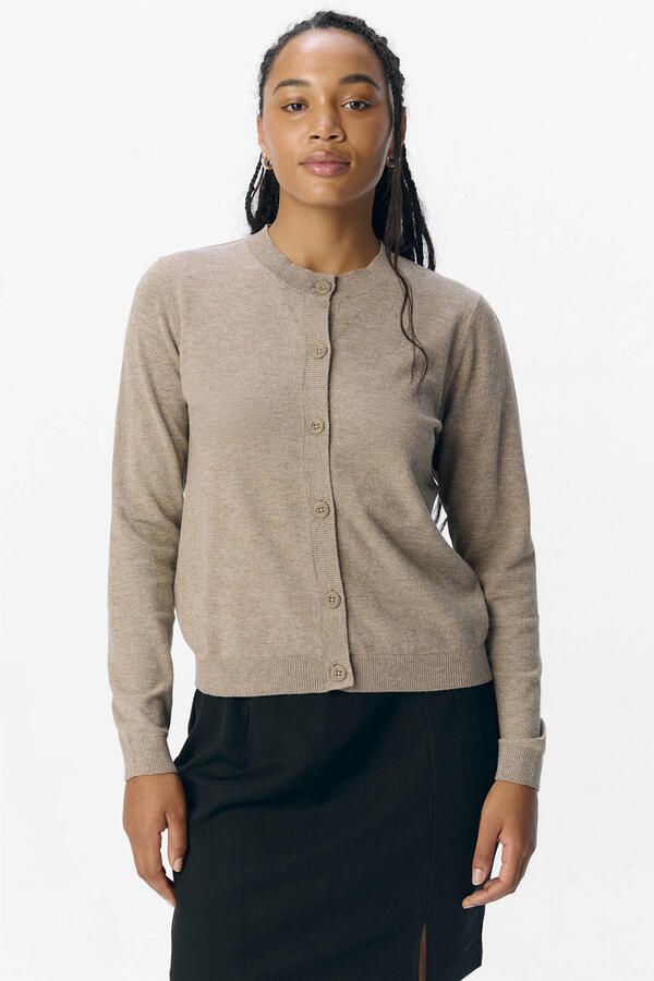 OBJECT gebreid vest OBJTHESS taupe - Foto 3