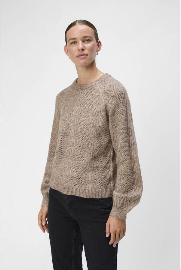 OBJECT Dames Truien & Vesten Objflora Re L s Knit Pullover Bruin - Foto 6