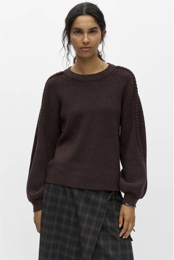 OBJECT Dames Truien & Vesten Objhannah L s Re Knit Pullover Noos Bruin - Foto 5
