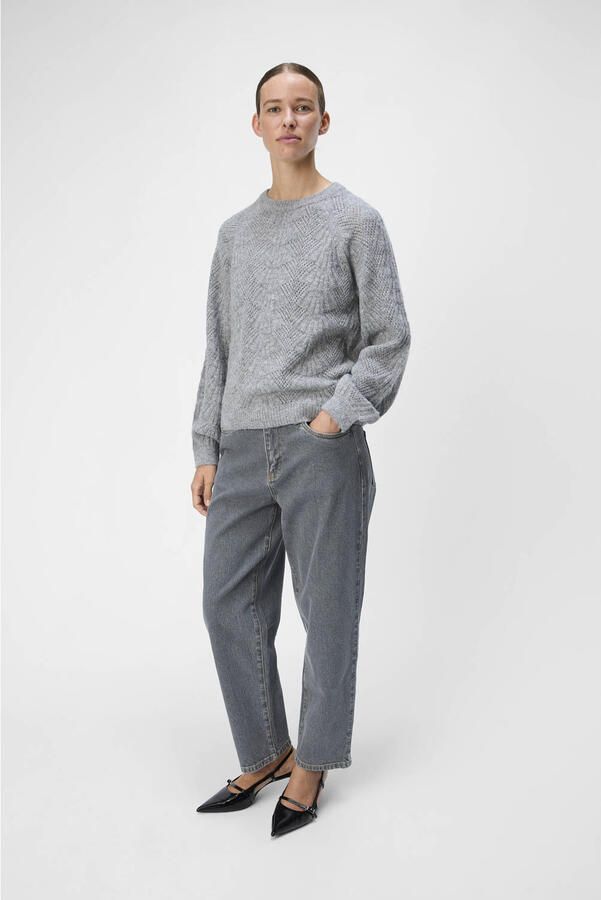 OBJECT Dames Truien & Vesten Objflora Re L s Knit Pullover Grijs - Foto 5