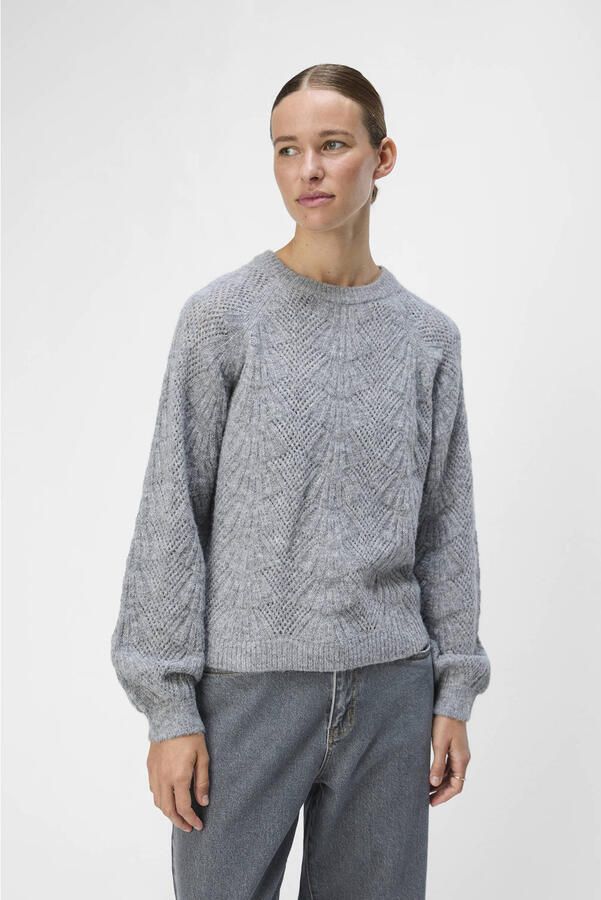 OBJECT Dames Truien & Vesten Objflora Re L s Knit Pullover Grijs - Foto 6