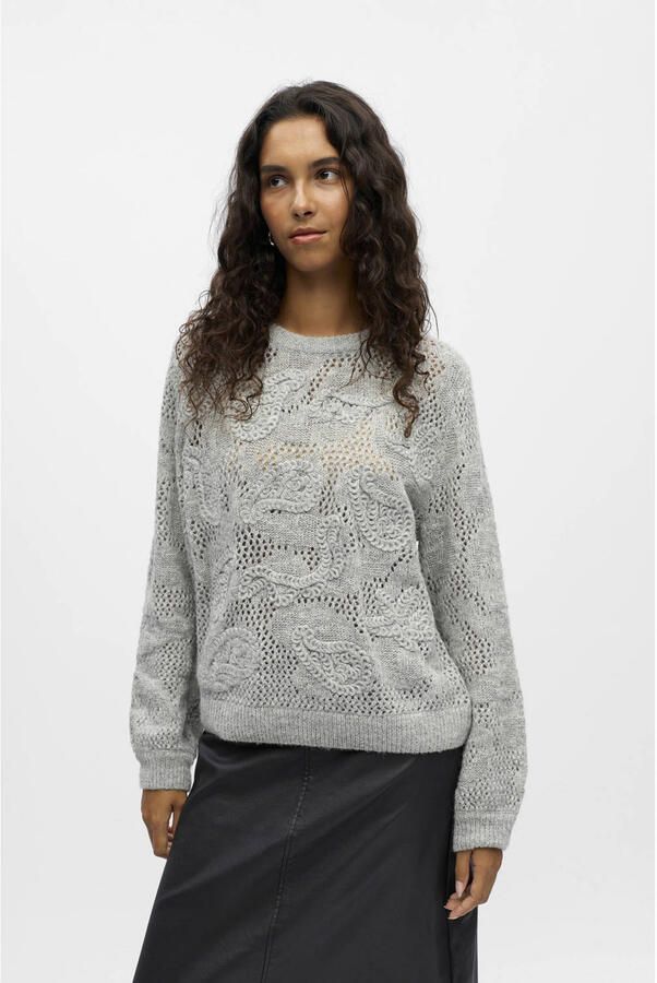 Object Trui Luca Knit Medium Grey Melange