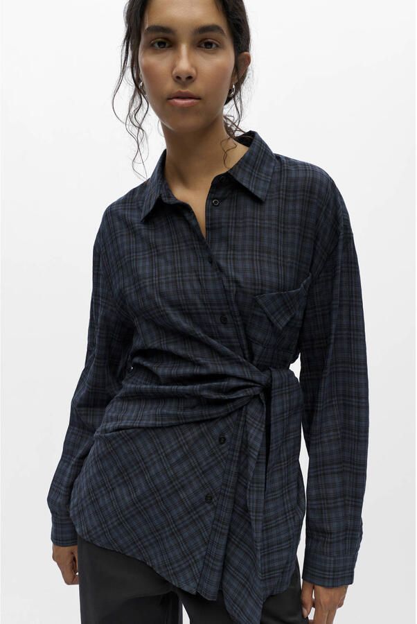 OBJECT geruite blouse donkerblauw - Foto 2