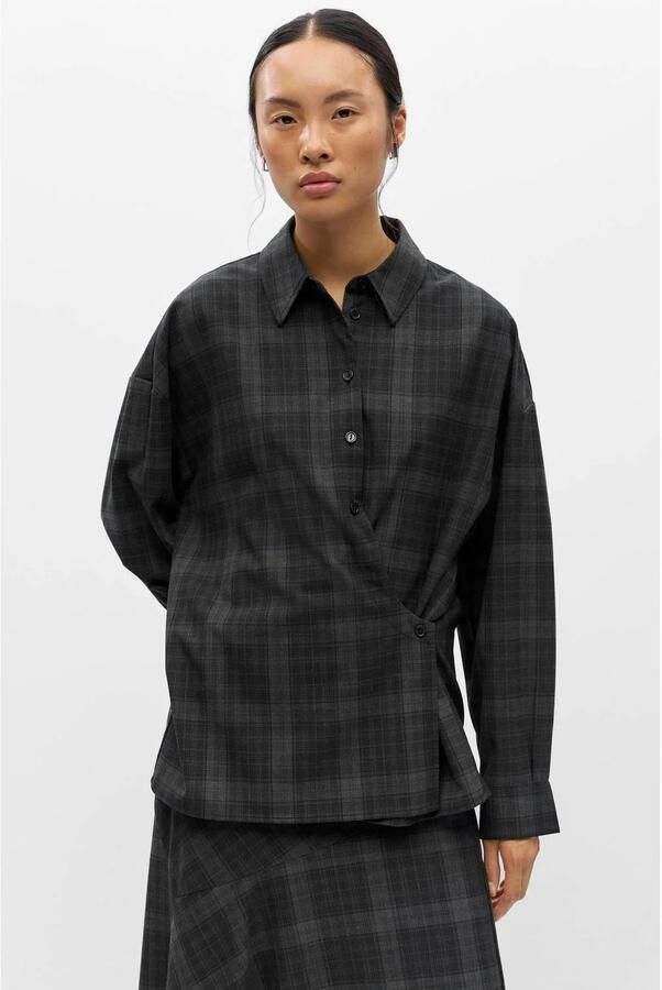 OBJECT geruite blouse zwart - Foto 3