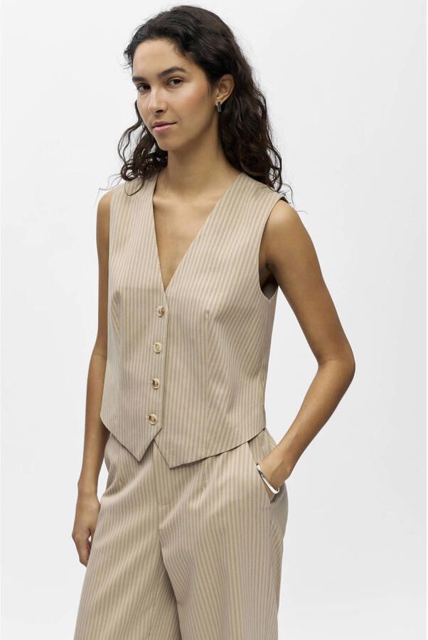 OBJECT gestreepte regular fit blazer beige