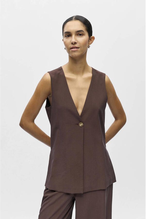 OBJECT Dames Blazers Objlisa Yui S l Lo Waistcoat Bruin - Foto 5