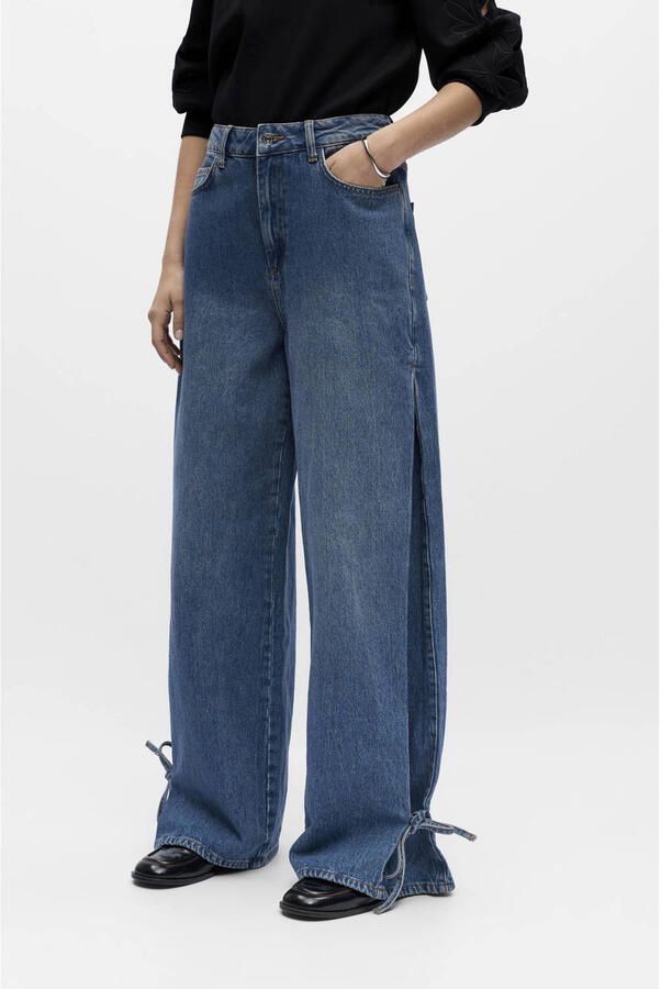 OBJECT high waist wide leg jeans medium blue denim