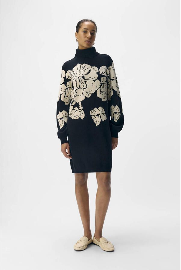 OBJECT Dames Jurken Objray L s Knit Rollneck Dress Zwart - Foto 5