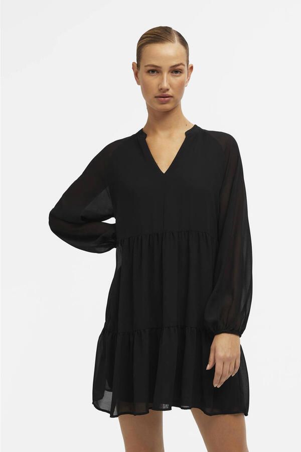 OBJECT Dames Jurken Objmila Gia L s Dress Zwart - Foto 4