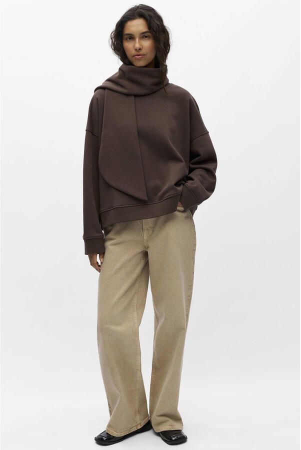 OBJECT katoenen sweater bruin - Foto 3