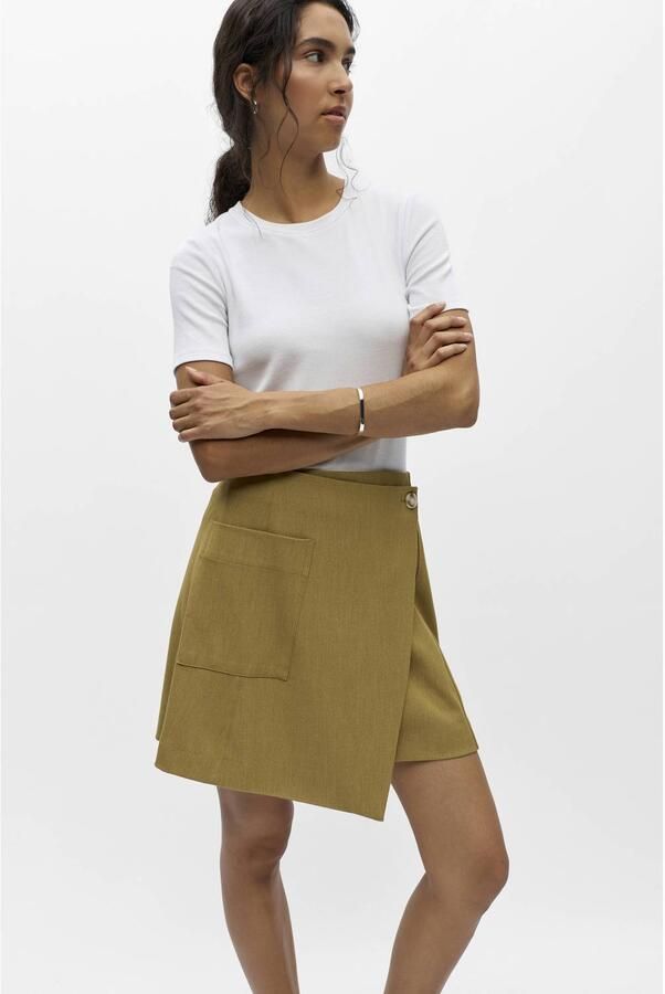 OBJECT Dames Rokken Objlisa Re Wrap Skirt Khaki