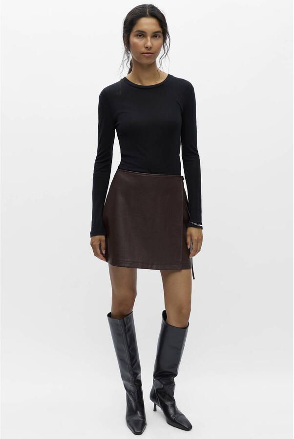 OBJECT Dames Rokken Objolive Short Wrap Skirt Bruin - Foto 7