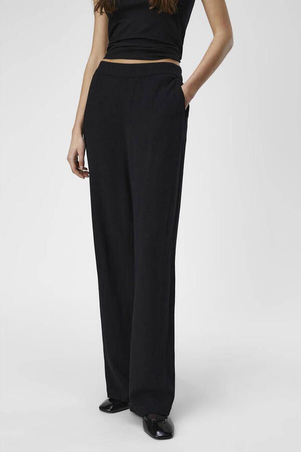 Object Wide leg stoffen broek met elastische band model 'Sanne Aline'