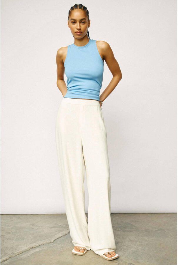 Object Wide leg stoffen broek met elastische band model 'Sanne Aline' - Foto 6