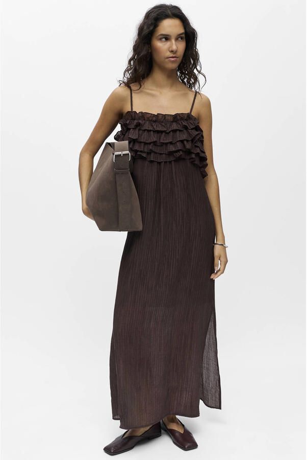 OBJECT Dames Jurken Objlyne S l Re Long Dress Bruin - Foto 6