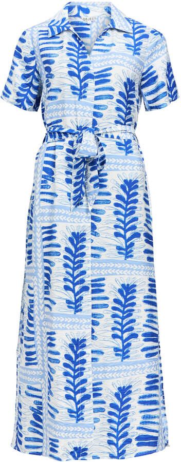 OBJECT midi blazerjurk met ceintuur en print blauw
