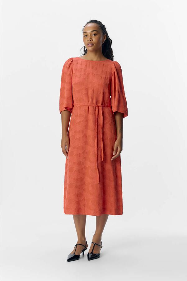 Object Oranje Midi Jurk met 3 4 Mouwen Orange Dames - Foto 6