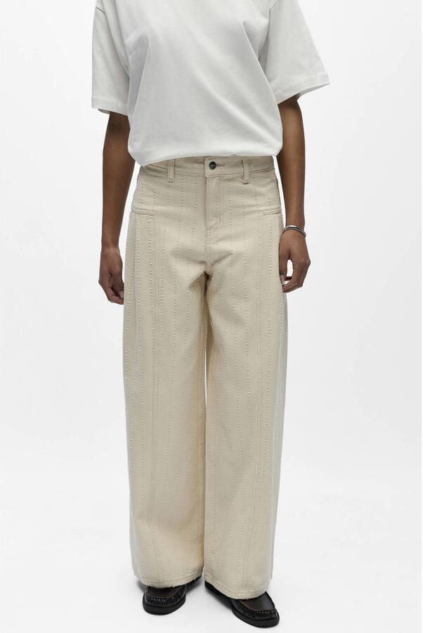 OBJECT Objbella high waist wide leg jeans ecru