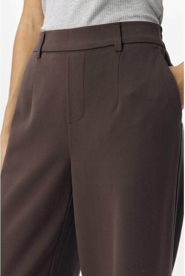 OBJECT OBJLISA wide leg regular waist pantalon donkerbruin - Foto 6