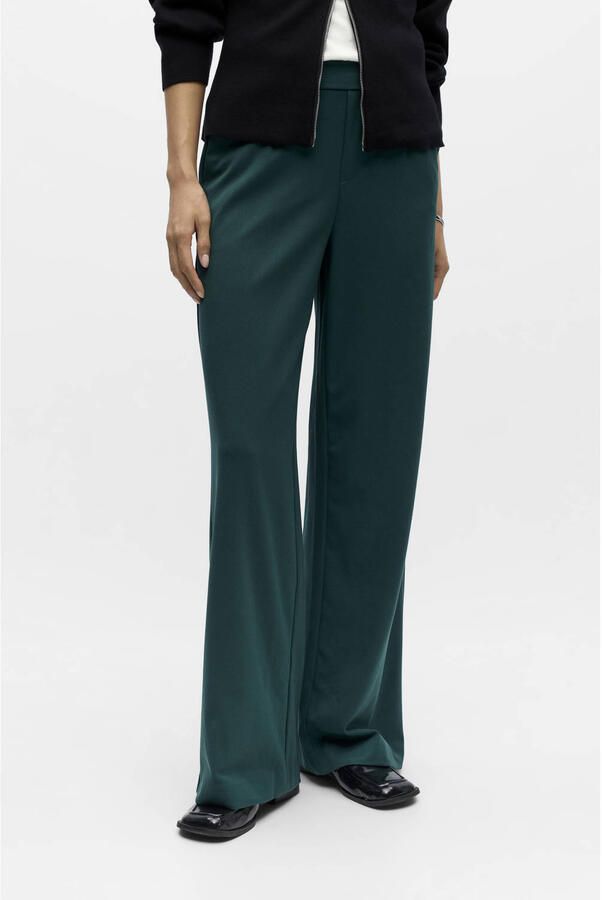 OBJECT OBJLISA wide leg regular waist pantalon donkergroen - Foto 4