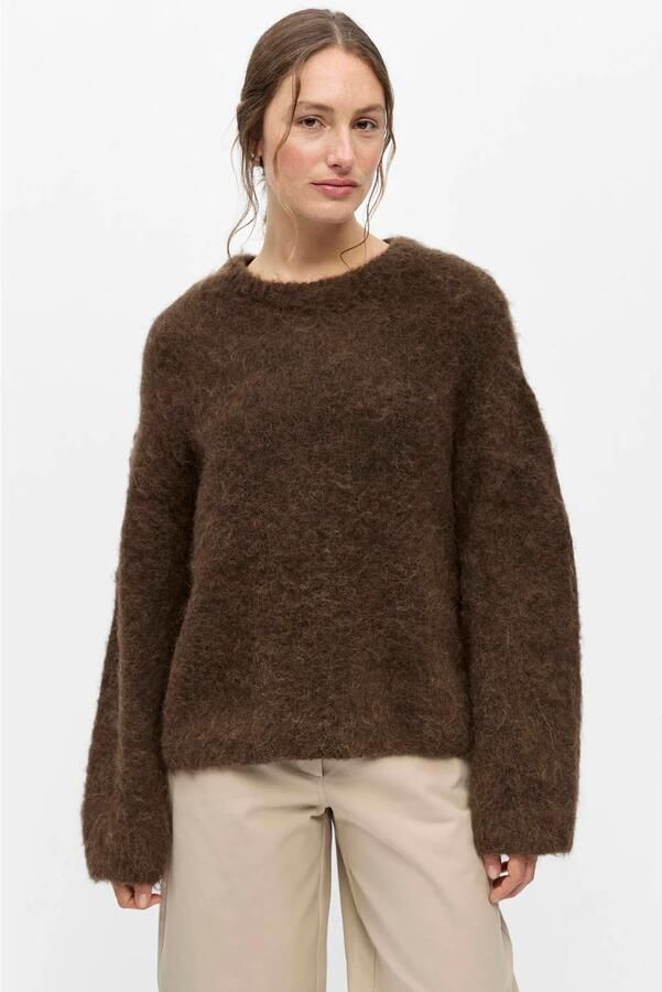 OBJECT Dames Truien & Vesten Objharry L s Lo Knit Pullover Noos Bruin - Foto 5
