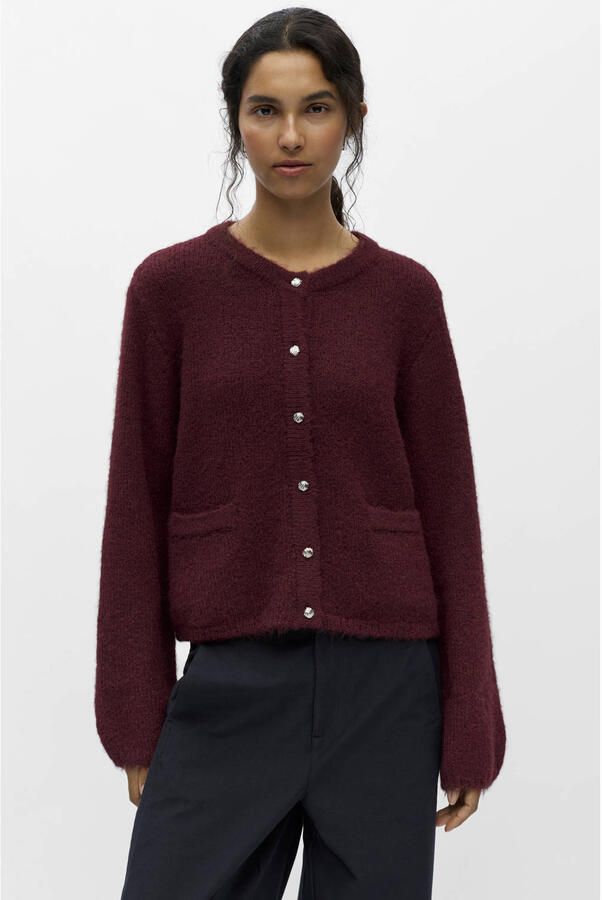 OBJECT Dames Truien & Vesten Objsaggia Re L s Knit Cardigan Bordeaux - Foto 5