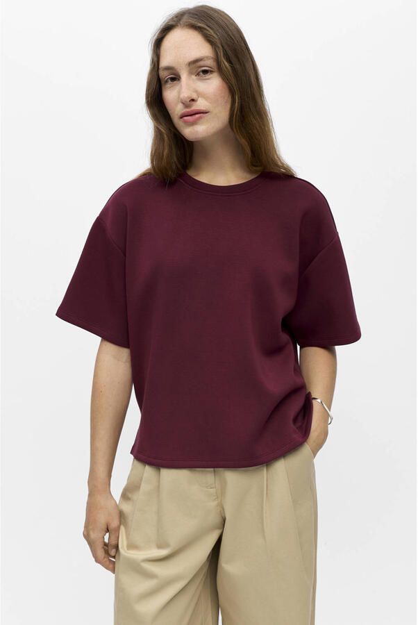 OBJECT rechtvallend gebreide T-shirt donkerrood