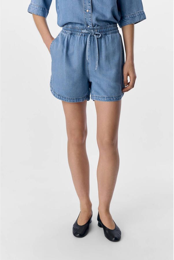 OBJECT rechtvallend regular waist denim short light blue denim